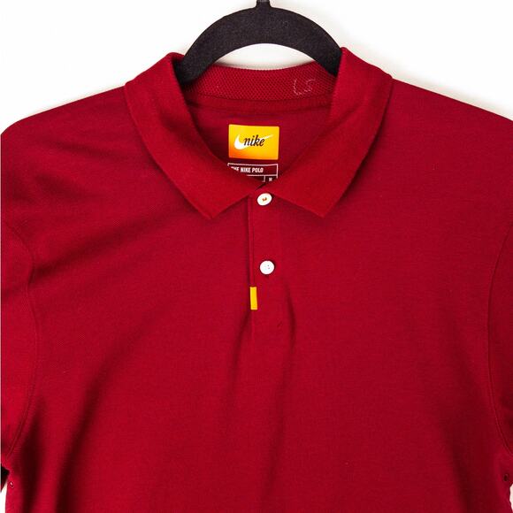 Nike Polo Dri-Fit Polo Men's Medium Logo Short Sleeve Red Cotton Blend Pique - Picture 2 of 11